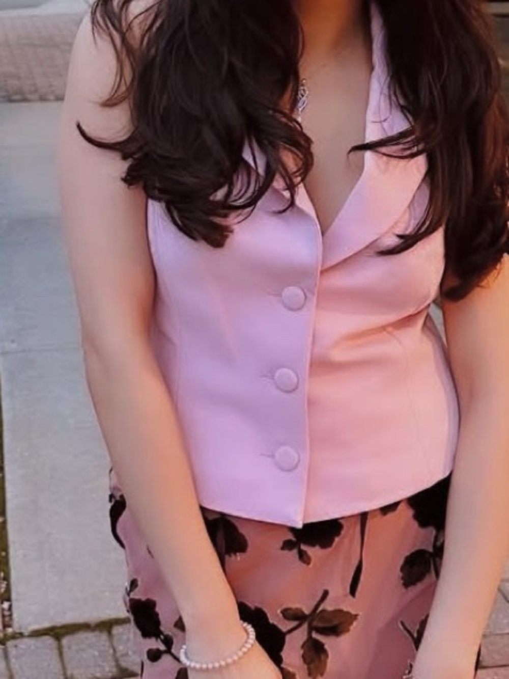Sleeveless Pink Button Vest